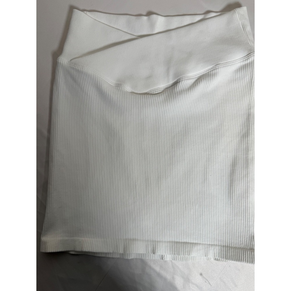 OQQ Women white Ribbed Mini Skirt High Waisted Bodycon Athletic Casual Size M